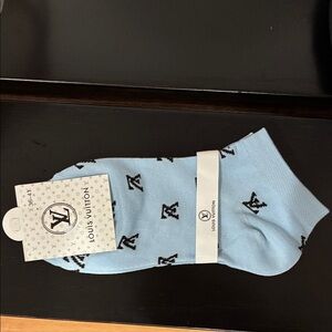 Louis Vuitton Sky Blue Logo Socks